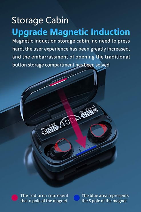 XFTOPSE QUANXI M10 Wireless Bluetooth 5.1 Headphones, IPX7 Wireless Charging Case Waterproof TWS Stereo Earphones Built-in Microphone.Sport Wireless Headphones,Black