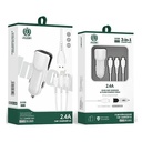 JNUOBI Quick Charge Car Charger, Dual Ports Car Charger Adapter with 3 in 1 Fast Charging Cord for iPhone, Android, iPad, Camera for Most Cars-White 